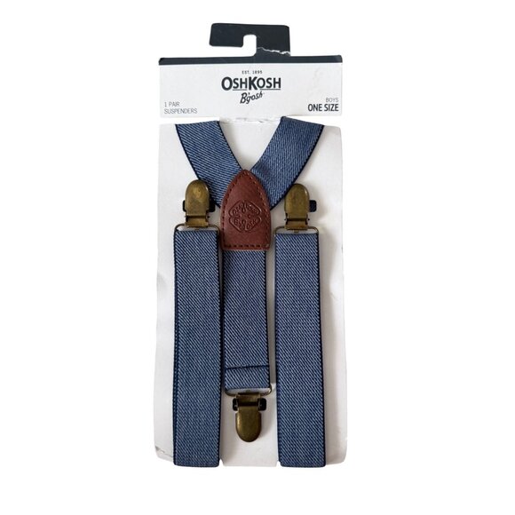 OSH KOSH Boys Chambray Blue Suspenders One Size NEW - Picture 7 of 8